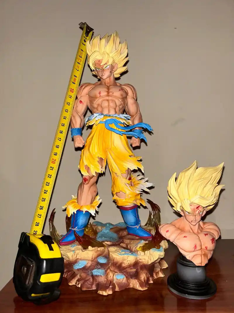 Figura Goku Super Saiyan Namek — detalle del pelo dorado y aura, Mundo-Z